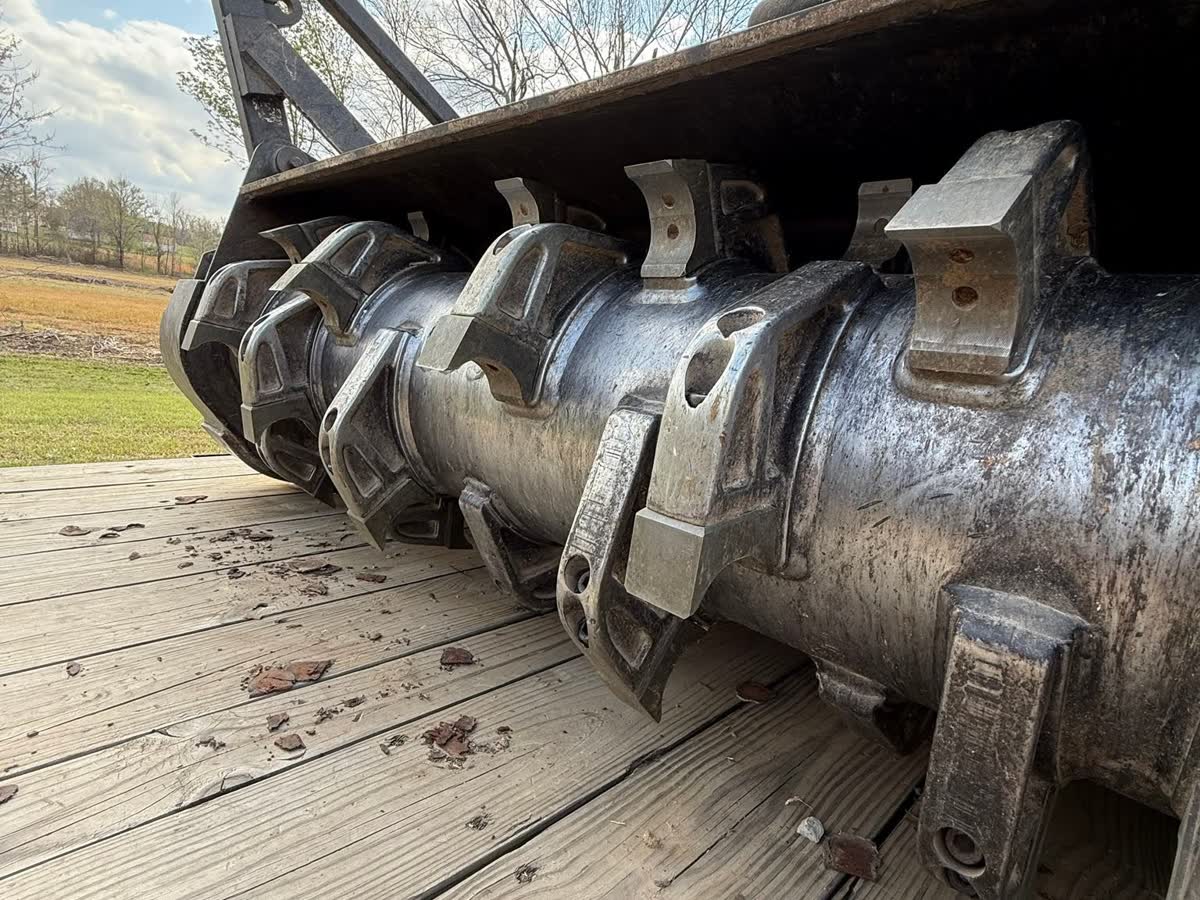 Close up of the mulcher drum and its teeth.